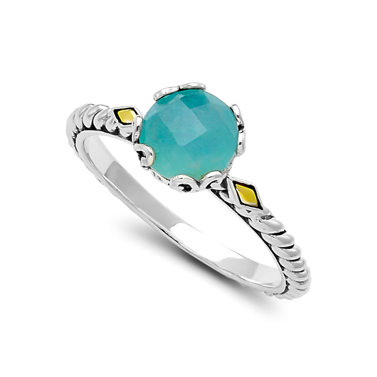 Sterling Silver And 18K Yellow Gold Two-Tone Aquamarine Ring