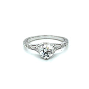 14 Karat Diamond Engagement Ring with European Center
