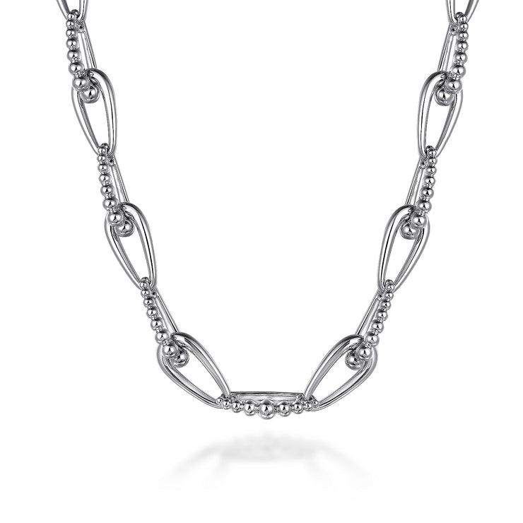 925 Sterling Silver Oval Link Chain Necklace with Bujukan Connectors