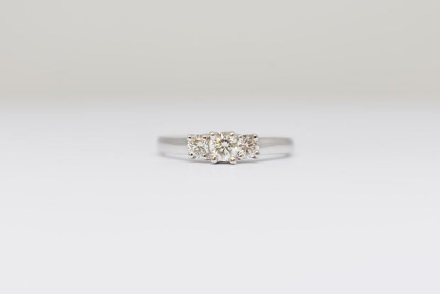 White Gold Round Three Stone Engagement Ring