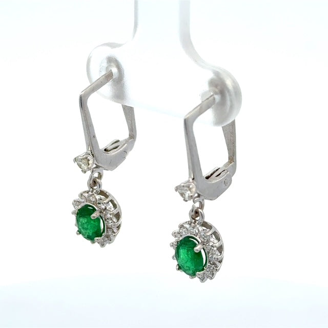 Estate Emerald & Diamond Earrings