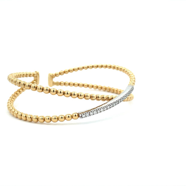 18 Karat Two-Tone Yellow And White Gold Diamond Bangle Bracelet