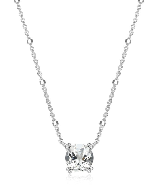 Sterling Silver White Topaz Necklace