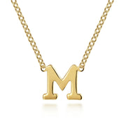 14K Yellow Gold M Initial Necklace
