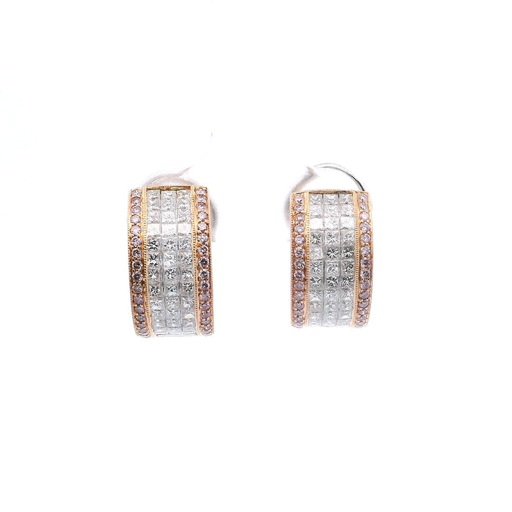 14 KT Rose & White Gold Hoop Earrings