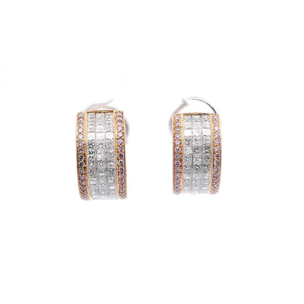 14 KT Rose & White Gold Hoop Earrings