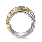 925 Sterling Silver and 14K Yellow Gold Criss-Cross Ring