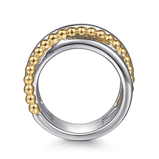 925 Sterling Silver and 14K Yellow Gold Criss-Cross Ring