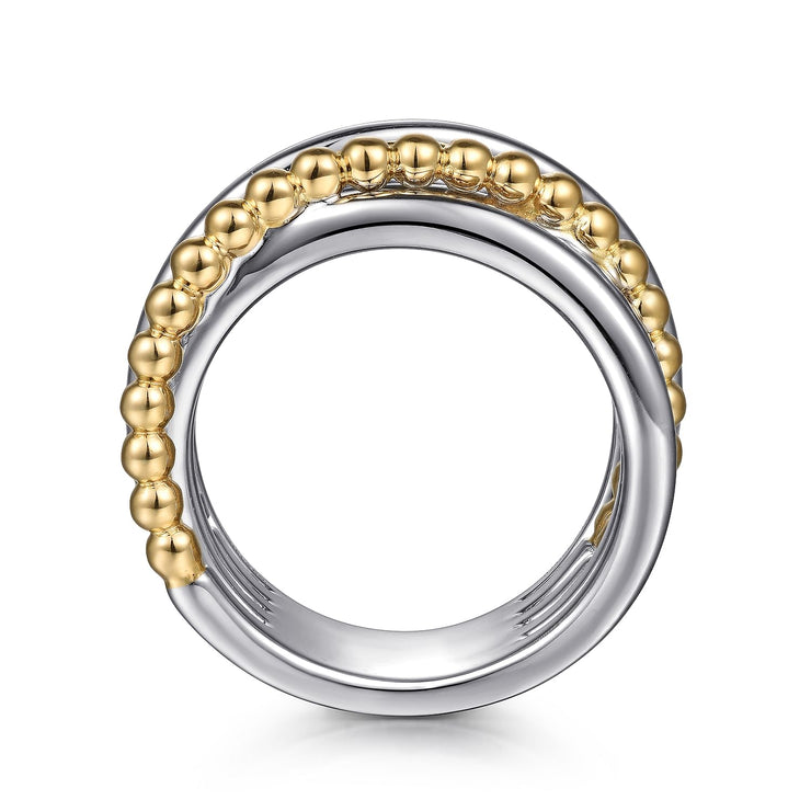 925 Sterling Silver and 14K Yellow Gold Criss-Cross Ring