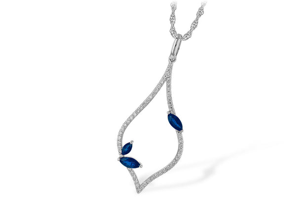 14 Karat White Gold Sapphire & Diamond Necklace