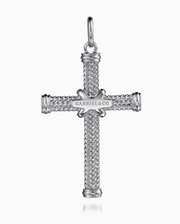 Sterling Silver Twisted Rope Cross Pendant with X Center