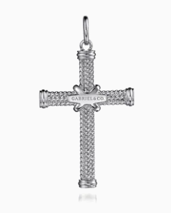 Sterling Silver Twisted Rope Cross Pendant with X Center