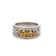 Sterling Silver Diamond Floral Ring