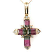 Custom Designed Watermelon Tourmaline Cross Pendant