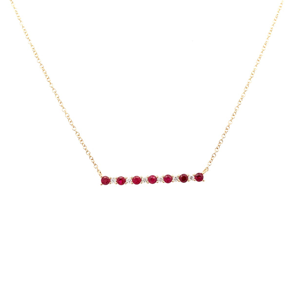 14 Karat Yellow Gold Ruby Necklace