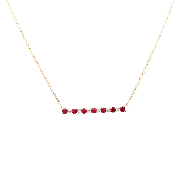 14 Karat Yellow Gold Ruby Necklace