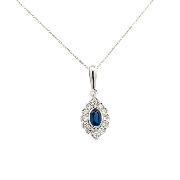 14 Karat Sapphire and Diamond Pendant