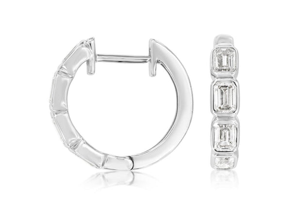 Bezel Set Diamond Huggie Earrings
