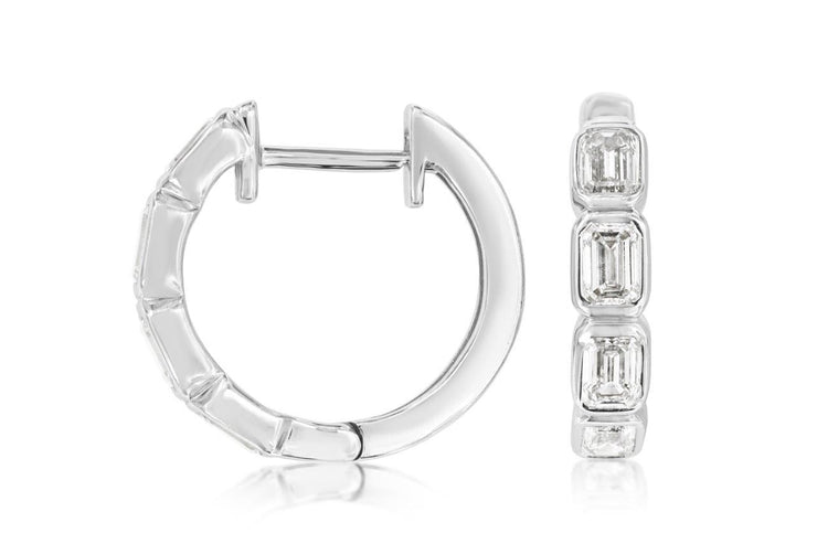 Bezel Set Diamond Huggie Earrings