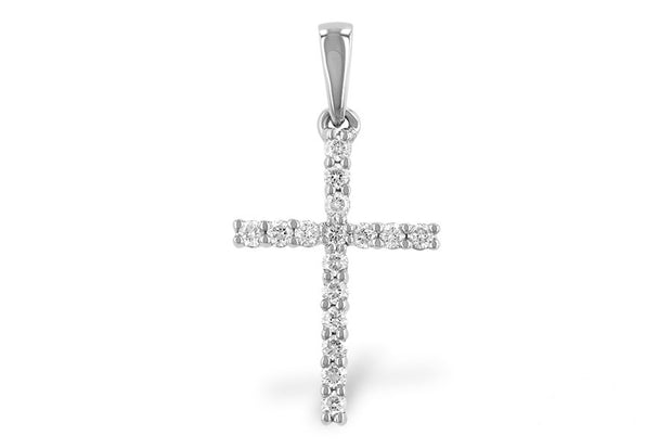 14 Karat White Gold Diamond Cross Pendant