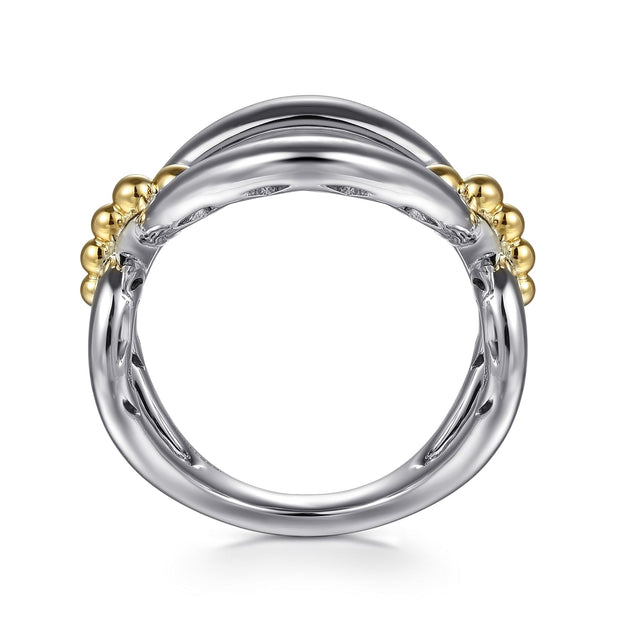 925 Sterling Silver and 14K Yellow Gold Bujukan Link Ring