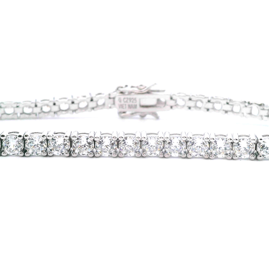 Estate CZ Sterling Silver Tennis Bracelet