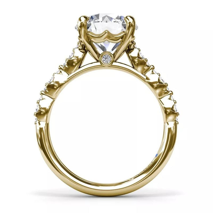 14 Karat Yellow Gold Diamond Semi Mount Ring