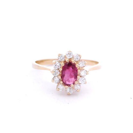 Estate Ruby & Diamond Halo Ring