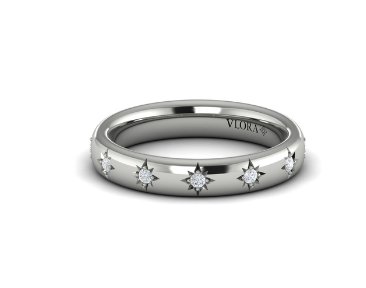 14 KT White Gold Rhodium Plated Star Design Diamond Fashion Ring