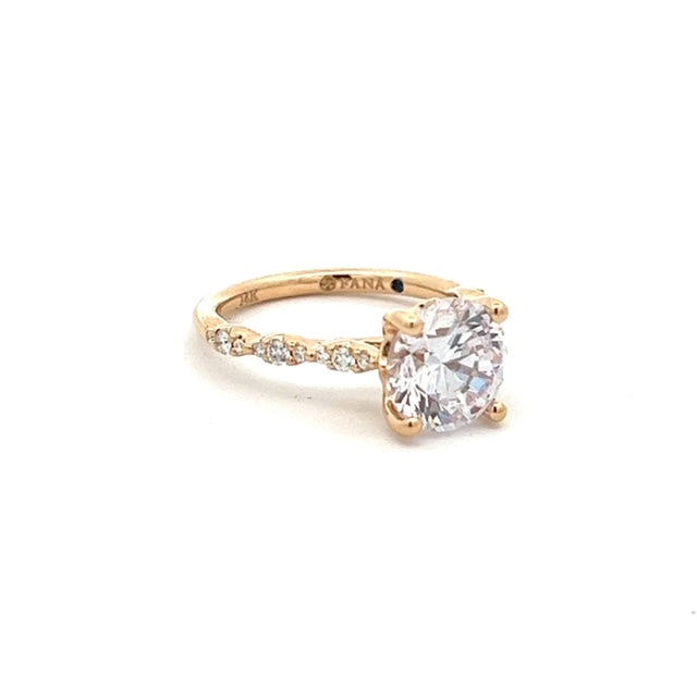 14 Karat Yellow Gold Diamond Semi Mount Ring