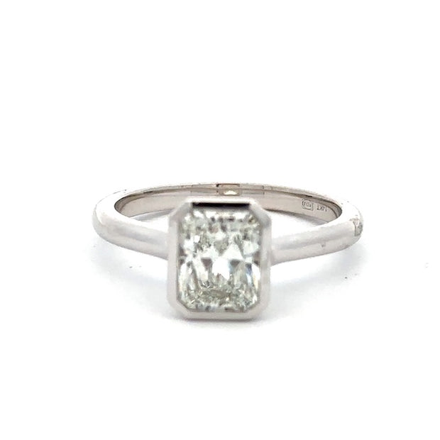 White Gold Bezel Set Radiant Engagement Ring
