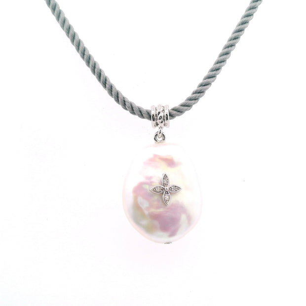Gray Cord Pearl Necklace
