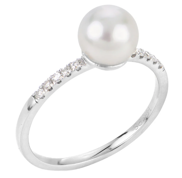 7-7.5mm Akoya & Diamond Ring