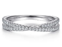 14K White Gold Criss Cross Diamond Stackable Ring