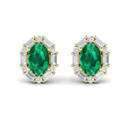 Emerald & Diamond Stud Earrings