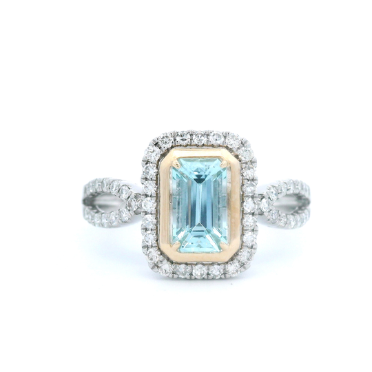 Aquamarine & Diamond Fashion Ring