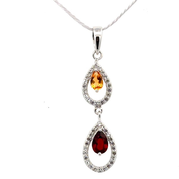 Sterling Silver Citrine & Garnet Earrings