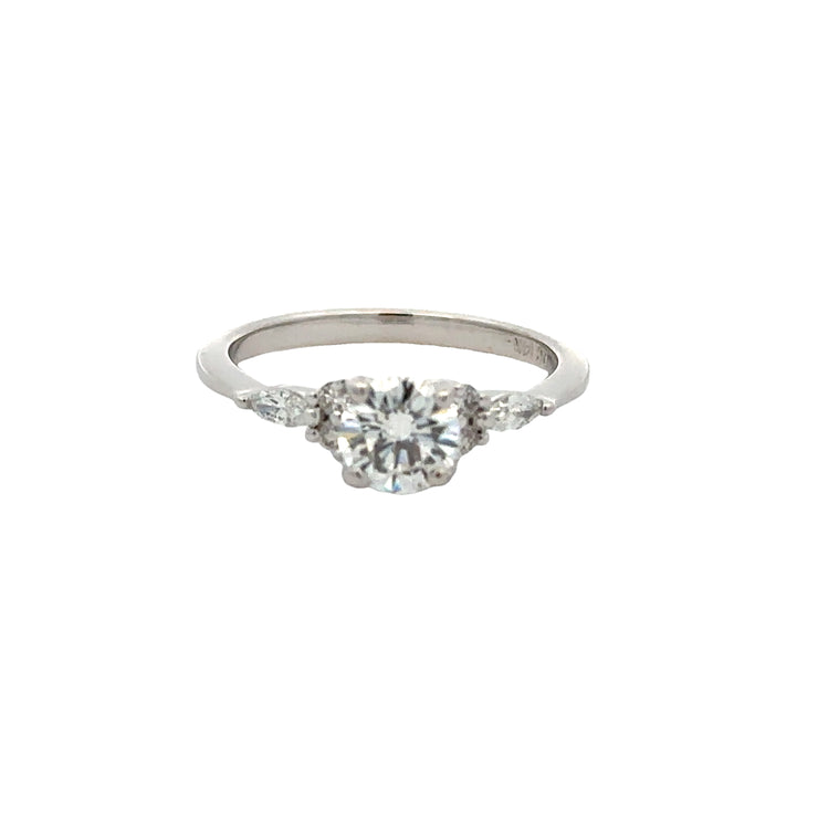 White Gold Round Center Multi Stone Engagement Ring