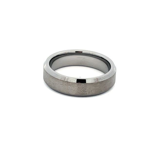 Tungsten Satin Center with High Polished Edges Wedding Band