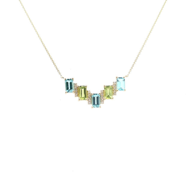 Blue Topaz and Peridot Necklace