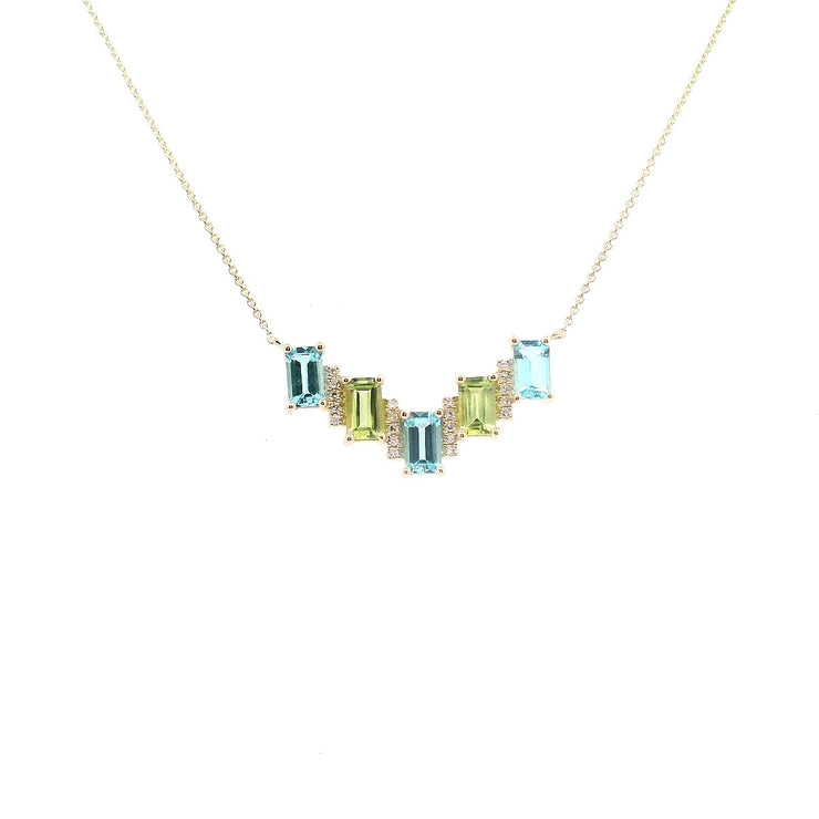 Blue Topaz and Peridot Necklace