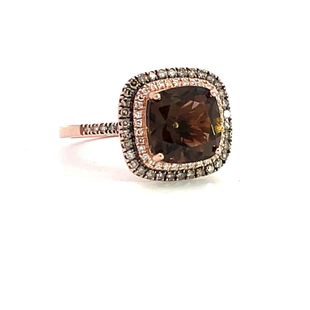 14 Karat Rose Gold Halo Ring