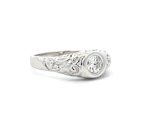 14 Karat White Gold Custom-Designed "S&C" Gypsy Ring