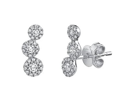 14 KT White Gold Rhodium Plated Cluster Stud Earrings