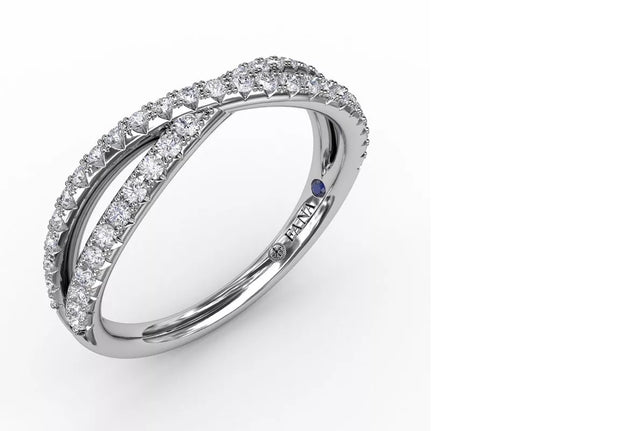 14 Karat White Gold Crossover Diamond Wedding Band