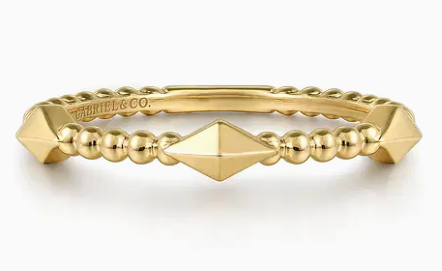 14K Yellow Plain Gold Bujukan Pyramid Classic Ladies Ring