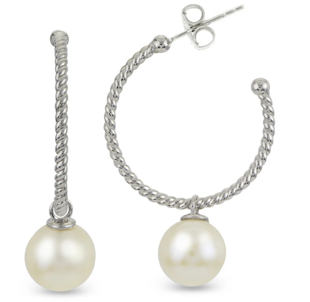 25mm 3/4 Hoop Freshwater Pearl Earrings
