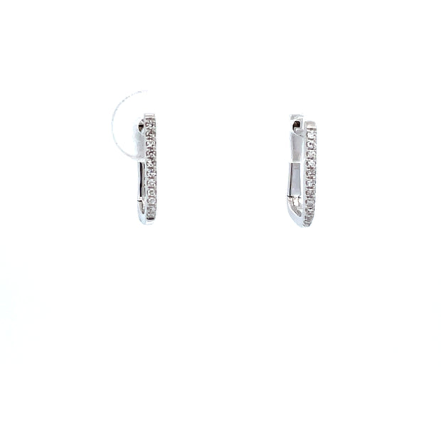 14 Karat White Gold/ Rhodium Plated Diamond Hoop Earrings