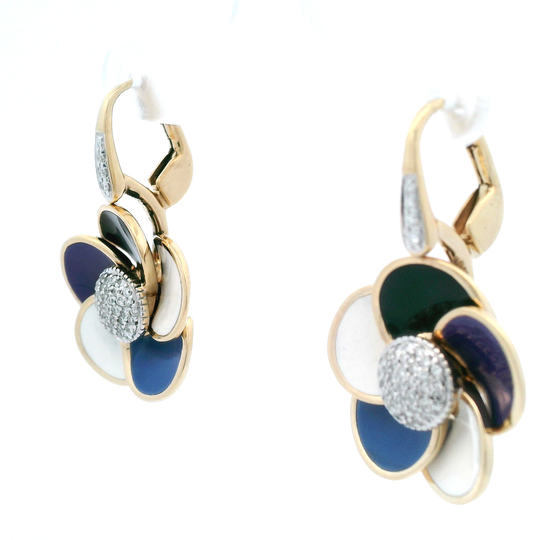 Rosato Floral Motif w/ Diamonds Drop Earrings