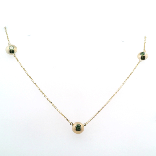 3-Station Green Diamond Necklace